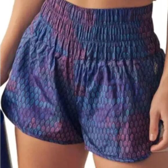 Free people movement women’s large the way home shorts colorful logo windbreaker - Picture 1 of 5